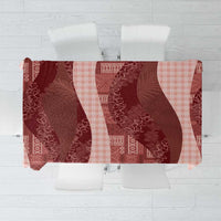 Polynesian Tribal Pattern Patchwork Picturesque Tablecloth Crimson