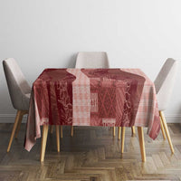 Polynesian Tribal Pattern Patchwork Picturesque Tablecloth Crimson