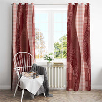 Polynesian Tribal Pattern Patchwork Picturesque Window Curtain Crimson