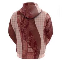 Polynesian Tribal Pattern Patchwork Picturesque Zip Hoodie Crimson