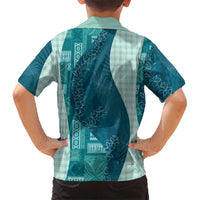 Polynesian Tribal Pattern Patchwork Picturesque Family Matching Off The Shoulder Long Sleeve Dress and Hawaiian Shirt Oceanic