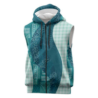 Polynesian Tribal Pattern Patchwork Picturesque Sleeveless Zip Hoodie Oceanic