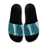 Polynesian Tribal Pattern Patchwork Picturesque Slide Sandals Oceanic