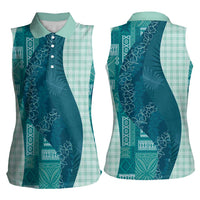 Polynesian Tribal Pattern Patchwork Picturesque Women Sleeveless Polo Shirt Oceanic LT7 - Polynesian Pride