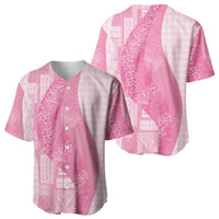 Polynesian Tribal Pattern Patchwork Picturesque Baseball Jersey Rose Pink