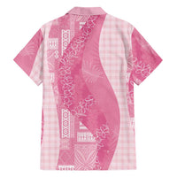 Polynesian Tribal Pattern Patchwork Picturesque Family Matching Mermaid Dress and Hawaiian Shirt Rose Pink