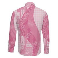 Polynesian Tribal Pattern Patchwork Picturesque Family Matching Mermaid Dress and Hawaiian Shirt Rose Pink