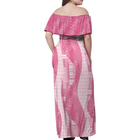 Polynesian Tribal Pattern Patchwork Picturesque Family Matching Off Shoulder Maxi Dress and Hawaiian Shirt Rose Pink