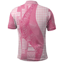 Polynesian Tribal Pattern Patchwork Picturesque Polo Shirt Rose Pink