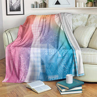 Polynesian Tribal Pattern Patchwork Picturesque Blanket Holographic