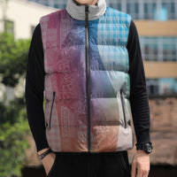 Polynesian Tribal Pattern Patchwork Picturesque Sleeveless Puffer Jacket Holographic