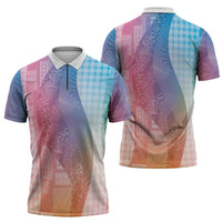 Polynesian Tribal Pattern Patchwork Picturesque Zipper Polo Shirt Holographic
