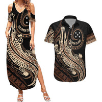 Personalized Solomon Islands Crocodile Couples Matching Summer Maxi Dress and Hawaiian Shirt Hapi Isles - Independence Anniversary