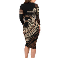 Personalized Solomon Islands Crocodile Family Matching Long Sleeve Bodycon Dress and Hawaiian Shirt Hapi Isles - Independence Anniversary