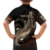 Personalized Solomon Islands Crocodile Family Matching Off The Shoulder Long Sleeve Dress and Hawaiian Shirt Hapi Isles - Independence Anniversary