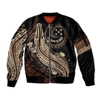 Personalized Solomon Islands Crocodile Sleeve Zip Bomber Jacket Hapi Isles - Independence Anniversary