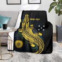 Personalized Solomon Islands Independence Anniversary Blanket Crocodile Mix Tapa
