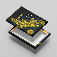 Personalized Solomon Islands Independence Anniversary Canvas Wall Art Crocodile Mix Tapa