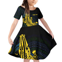 Personalized Solomon Islands Independence Anniversary Family Matching Off Shoulder Short Dress and Hawaiian Shirt Crocodile Mix Tapa