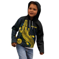 Personalized Solomon Islands Independence Anniversary Kid Hoodie Crocodile Mix Tapa