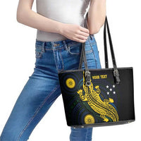 Personalized Solomon Islands Independence Anniversary Leather Tote Bag Crocodile Mix Tapa