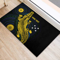 Personalized Solomon Islands Independence Anniversary Rubber Doormat Crocodile Mix Tapa