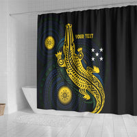 Personalized Solomon Islands Independence Anniversary Shower Curtain Crocodile Mix Tapa