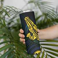Personalized Solomon Islands Independence Anniversary Skinny Tumbler Crocodile Mix Tapa