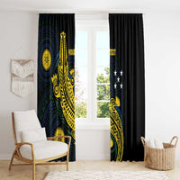 Personalized Solomon Islands Independence Anniversary Window Curtain Crocodile Mix Tapa