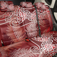 Aotearoa Maori Koru Curves Back Car Seat Cover Silver Ferns - Crimson Red LT7 - Polynesian Pride