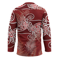 Aotearoa Maori Koru Curves Hockey Jersey Silver Ferns - Crimson Red LT7 - Polynesian Pride