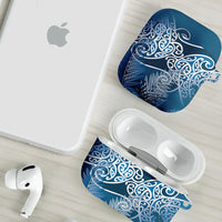 Aotearoa Maori Koru Curves AirPods Case Silver Ferns - Navy Blue LT7 - Polynesian Pride
