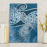 Aotearoa Maori Koru Curves Canvas Wall Art Silver Ferns - Navy Blue LT7 Without Frame Navy Blue - Polynesian Pride