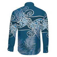 Aotearoa Maori Koru Curves Family Matching Puletasi and Hawaiian Shirt Silver Ferns - Navy Blue LT7 - Polynesian Pride