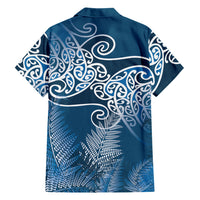 Aotearoa Maori Koru Curves Family Matching Tank Maxi Dress and Hawaiian Shirt Silver Ferns - Navy Blue LT7 - Polynesian Pride