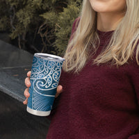 Aotearoa Maori Koru Curves Tumbler Cup Silver Ferns - Navy Blue LT7 - Polynesian Pride