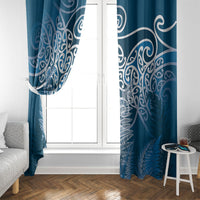 Aotearoa Maori Koru Curves Window Curtain Silver Ferns - Navy Blue LT7 - Polynesian Pride