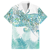 Aotearoa Maori Koru Curves Family Matching Long Sleeve Bodycon Dress and Hawaiian Shirt Mossy Paua Shell LT7 Dad's Shirt - Short Sleeve Green - Polynesian Pride