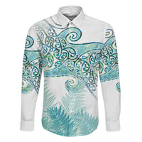 Aotearoa Maori Koru Curves Family Matching Off The Shoulder Long Sleeve Dress and Hawaiian Shirt Mossy Paua Shell