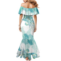 Aotearoa Maori Koru Curves Mermaid Dress Mossy Paua Shell