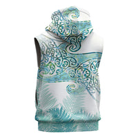 Aotearoa Maori Koru Curves Sleeveless Zip Hoodie Mossy Paua Shell
