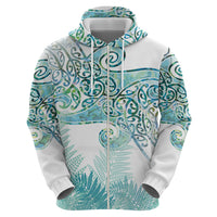 Aotearoa Maori Koru Curves Zip Hoodie Mossy Paua Shell LT7 - Polynesian Pride
