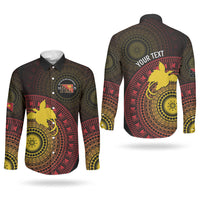 Papua New Guinea Independence Personalized Couples Matching Long Sleeve Bodycon Dress and Long Sleeve Button Shirt Tapa Circle LT7 - Polynesian Pride
