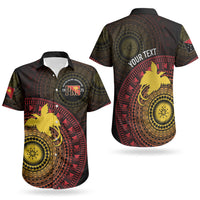 Papua New Guinea Independence Personalized Couples Matching Off Shoulder Maxi Dress and Hawaiian Shirt Tapa Circle LT7 - Polynesian Pride