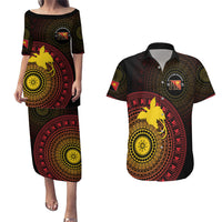 Papua New Guinea Independence Personalized Couples Matching Puletasi and Hawaiian Shirt Tapa Circle