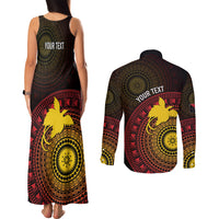 Papua New Guinea Independence Personalized Couples Matching Tank Maxi Dress and Long Sleeve Button Shirt Tapa Circle LT7 - Polynesian Pride