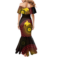 Papua New Guinea Independence Personalized Family Matching Mermaid Dress and Hawaiian Shirt Tapa Circle