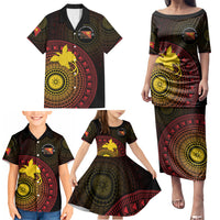 Papua New Guinea Independence Personalized Family Matching Puletasi and Hawaiian Shirt Tapa Circle LT7 - Polynesian Pride