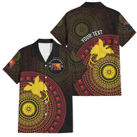 Papua New Guinea Independence Personalized Family Matching Puletasi and Hawaiian Shirt Tapa Circle LT7 Dad's Shirt - Short Sleeve Black - Polynesian Pride