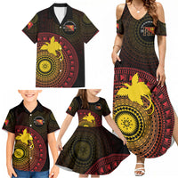 Papua New Guinea Independence Personalized Family Matching Summer Maxi Dress and Hawaiian Shirt Tapa Circle LT7 - Polynesian Pride